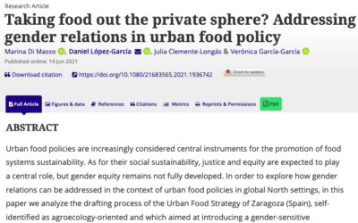 Estudio/Paper: ¿Sacamos la comida de la esfera privada? Cómo abordar las relaciones de género en la política alimentaria urbana